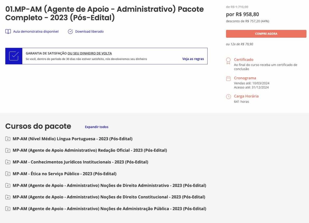 Rateio MP AM Agente de Apoio Administrativo Pós Edital Estratégia 2023