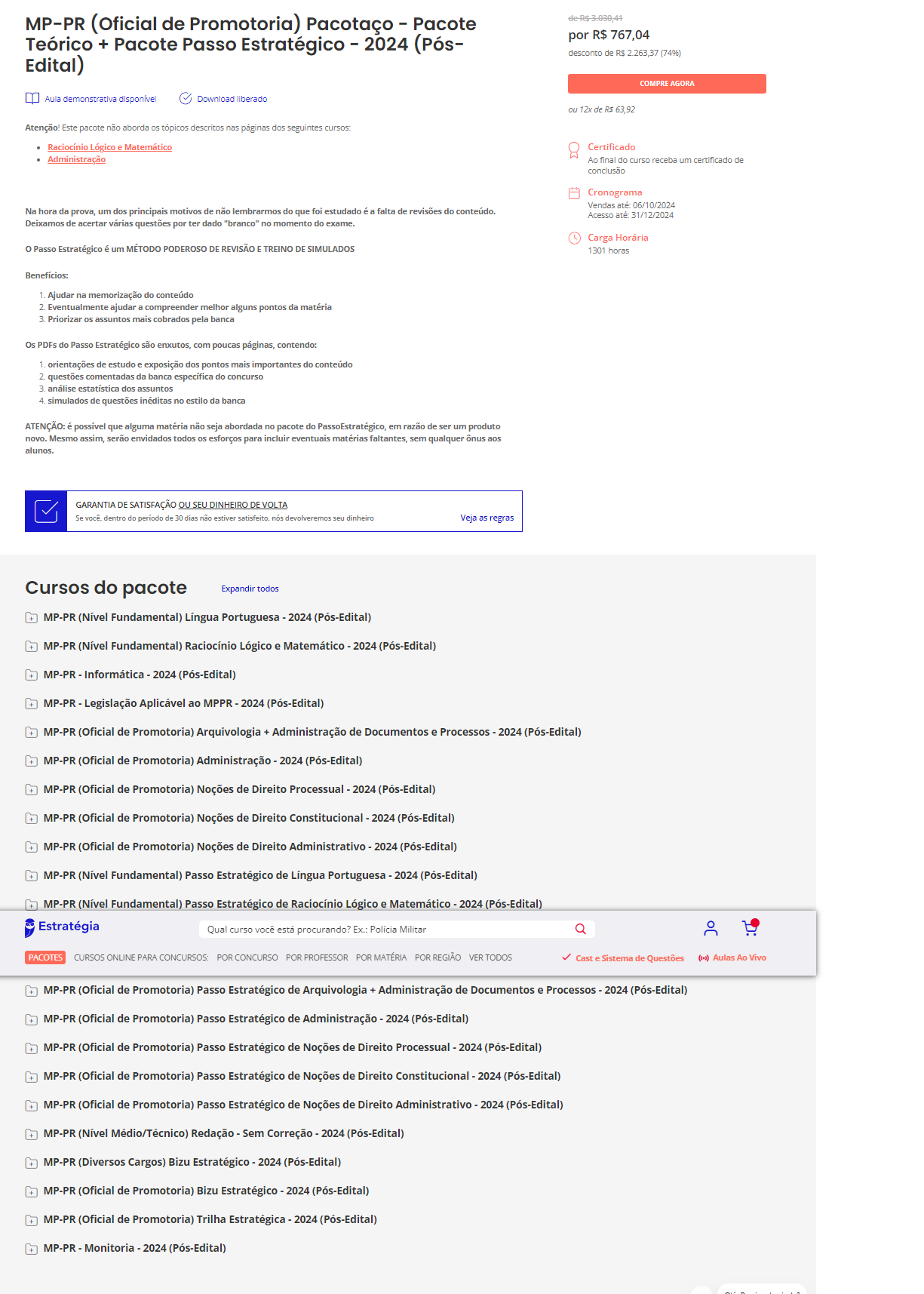 RATEIO MP PR OFICIAL DE PROMOTORIA ESTRATEGIA PÓS EDITAL 2024