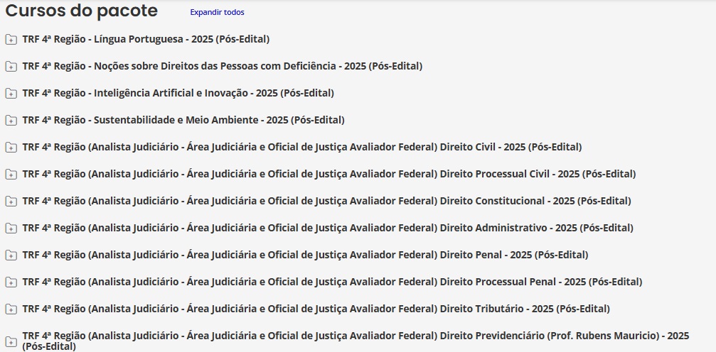 TRF 4ª REGIÃO - PÓS EDITAL- (ANALISTA JUDICIÁRIO – ÁREA JUDICIÁRIA E OFICIAL DE JUSTIÇA AVALIADOR FEDERAL + PASSO) – ESTRATÉGIA 2025