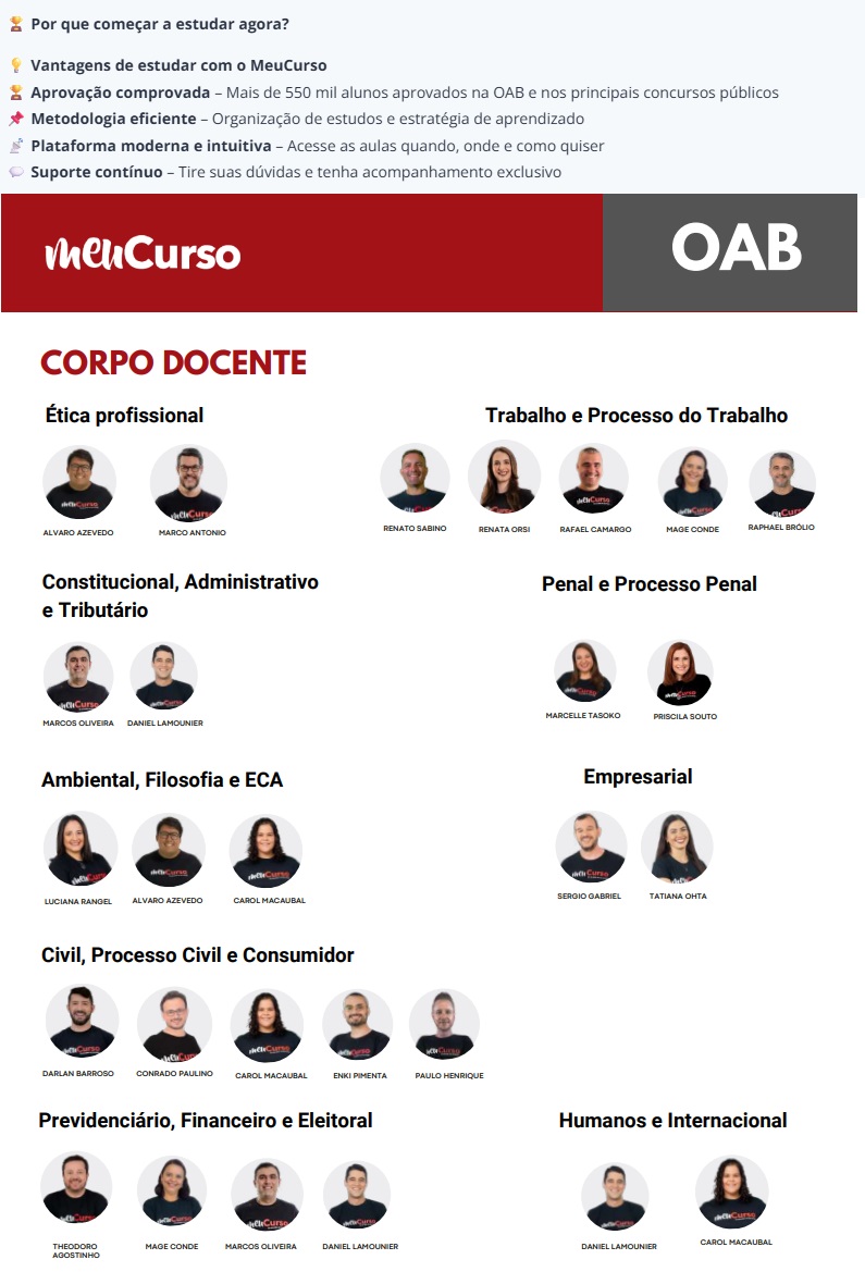 RATEIO RATEIO OAB 44º 1ª FASE SEMANAL EXTENSIVO MEU CURSO 2025 