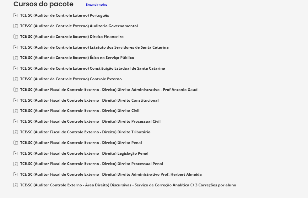 Rateio TCE-SC (AUDITOR FISCAL DE CONTROLE EXTERNO - ÁREA DIREITO) ESTRATEGIA 2025