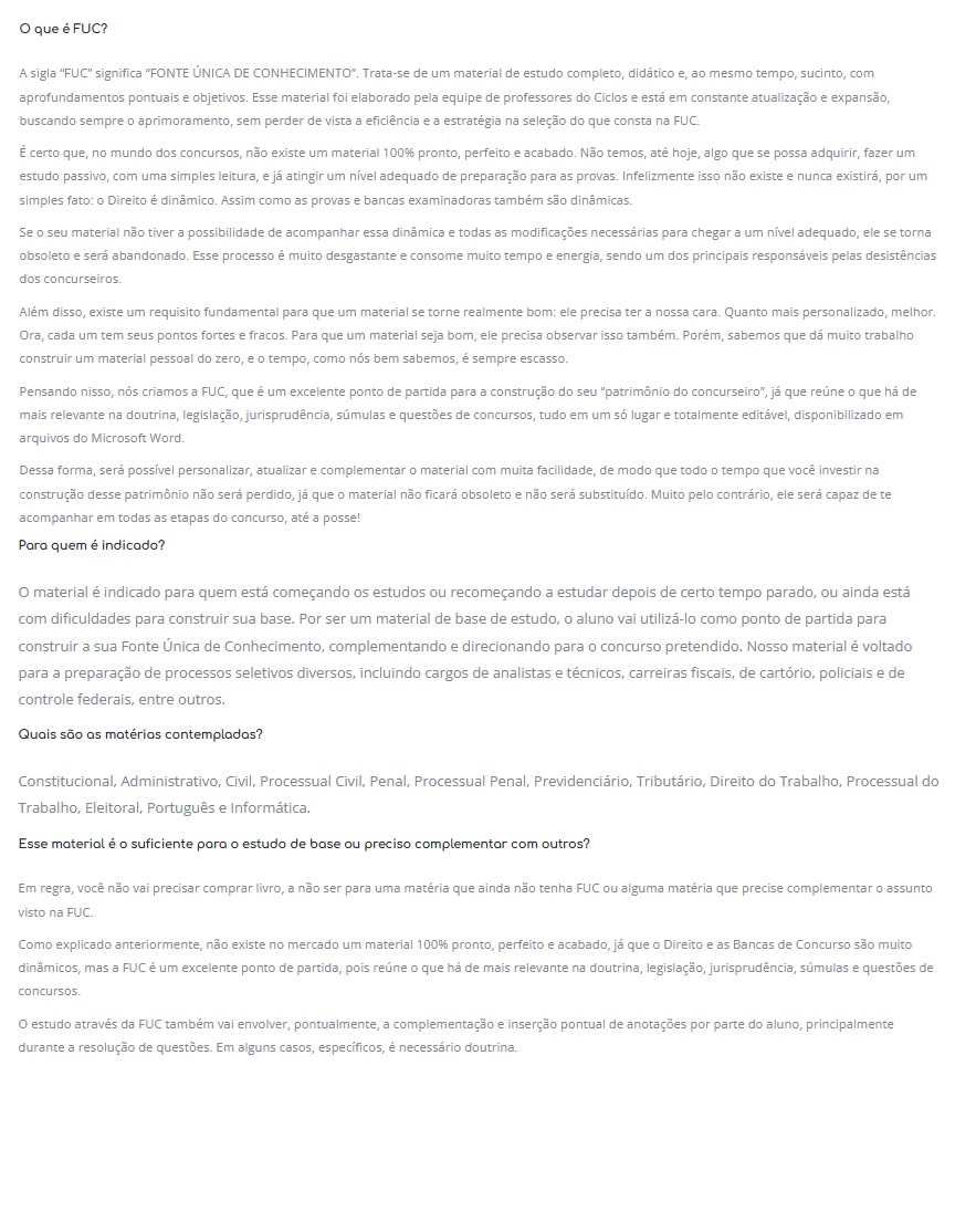 FUC CICLOS MATERIAL DE BASE CARREIRAS ANALISTA E TÉCNICO - CICLOS 2025