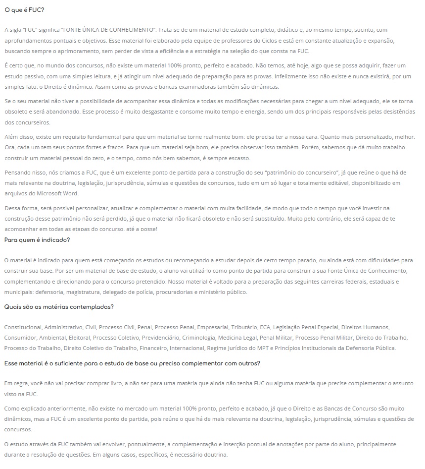 RATEIO FUC CICLOS MATERIAL DE BASE CARREIRAS JURÍDICAS - CICLOS 2025