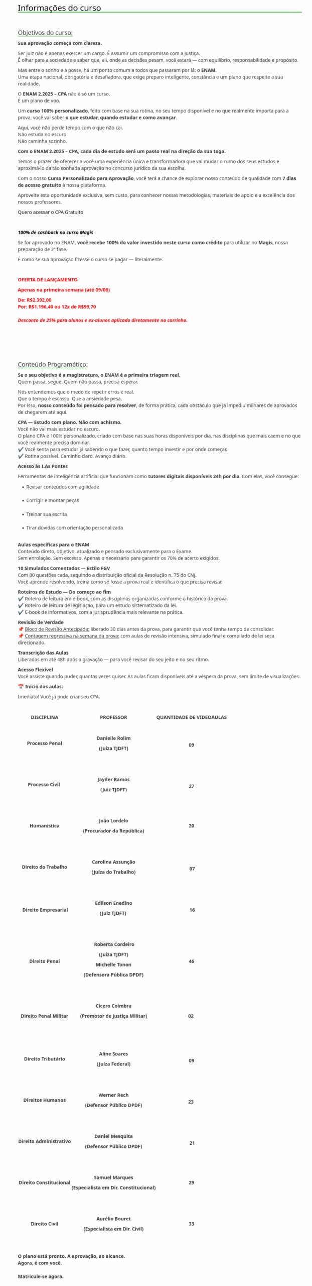 Rateio ENAM – EXAME NACIONAL DA MAGISTRATURA - CP IURIS 2025.2