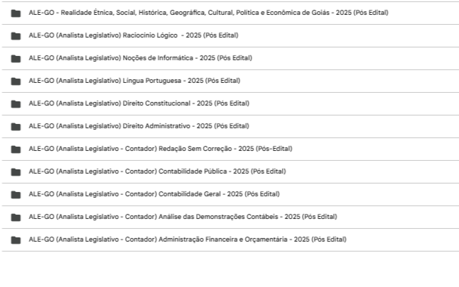 RATEIO ALE GO PÓS-EDITAL (ANALISTA LEGISLATIVO – CONTADOR) – ESTRATÉGIA 2025
